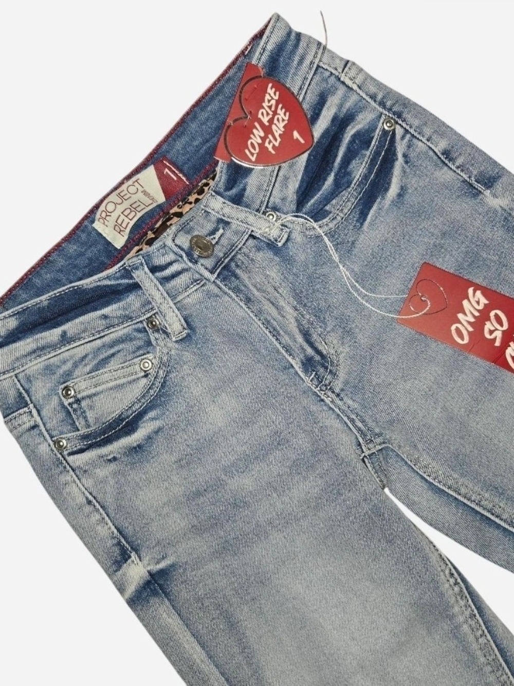 Light Blue Low-Rise Flare Jeans for Women